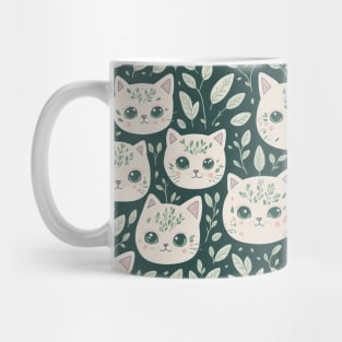 Elegant Cat Floral Pattern Mug